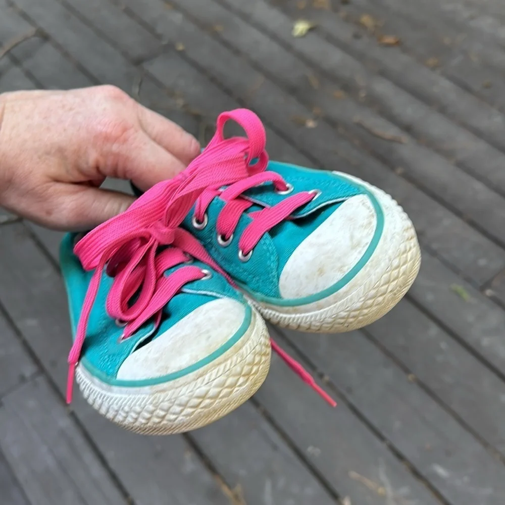 Converse girls teal and pink sneakers size 1